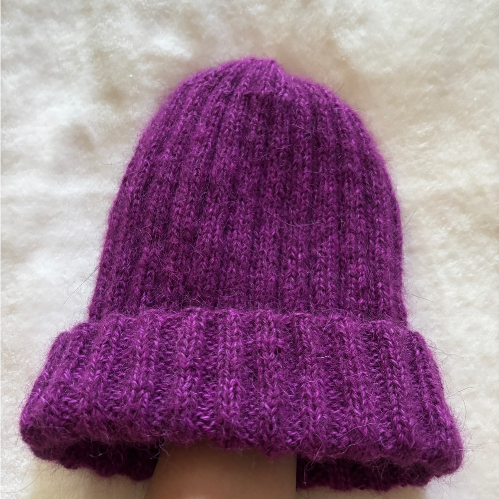 Hand made Purple Knit Beanie - Picture 3 of 4